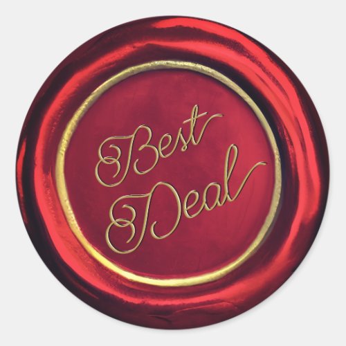 Classy Chic Red  Gold Best Deal Wax Seal Stickers