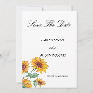Classy Chic Sunflowers Botanical Save The Date
