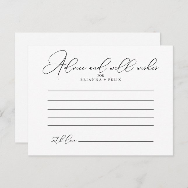 Classy Chic Wedding Advice Card (Front/Back)
