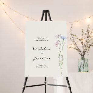 Classy Chic Wildflower Beige Wedding Welcome Sign