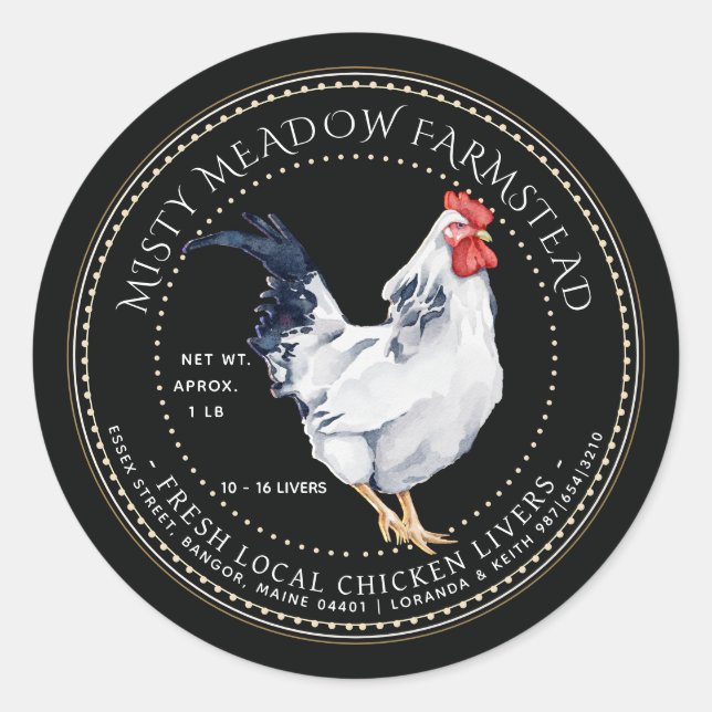 Classy Chicken Liver Label Rooster Farmer's Market (Front)