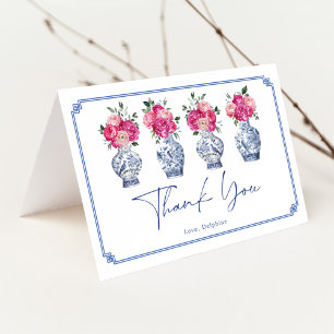 Classy Chinoiserie Porcelain Bridal Shower Letterpress Thank You Card