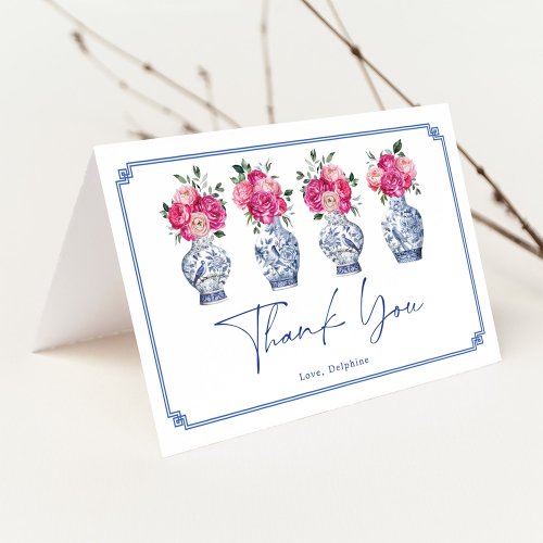 Classy Chinoiserie Porcelain Bridal Shower Thank You Card