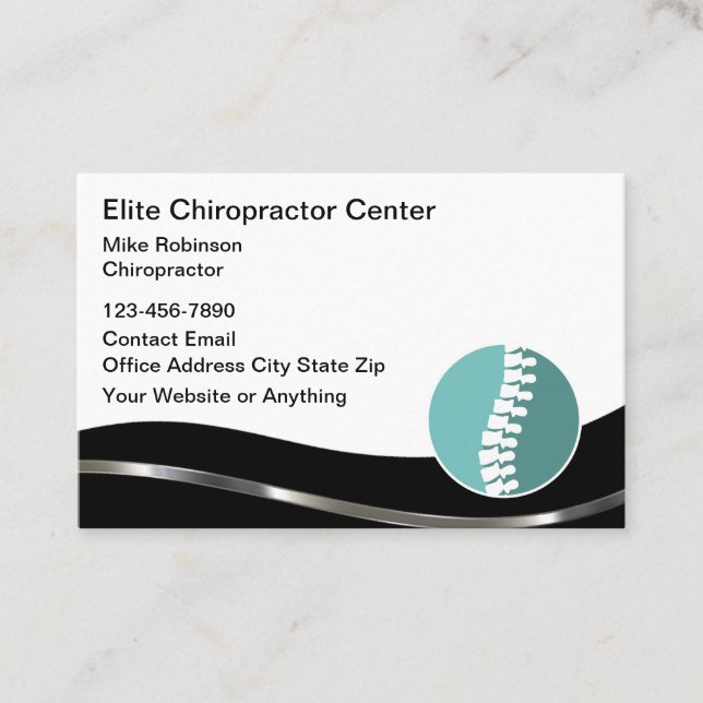 Classy Chiropractor Office Business Cards (Front)