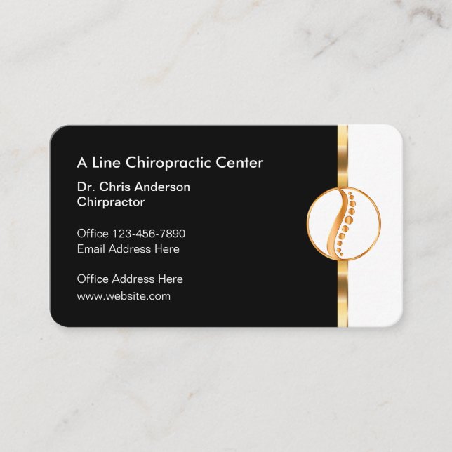 Classy Chiropractor Office Spine Center Business Card (Front)