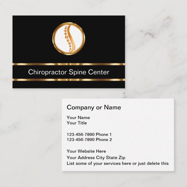 Classy Chiropractor Spine Center Business Card (Front/Back)