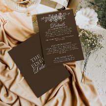 Classy Chocolate Brown Floral Boho Wedding Details