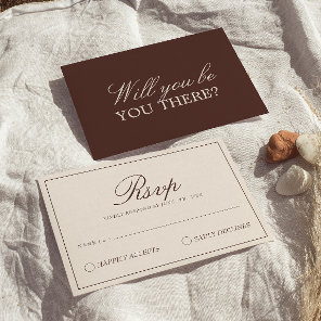 Classy Chocolate Brown Old Money Fancy Wedding RSVP Card