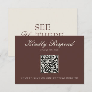 Classy Chocolate Brown Old Money QR Code Wedding RSVP Card