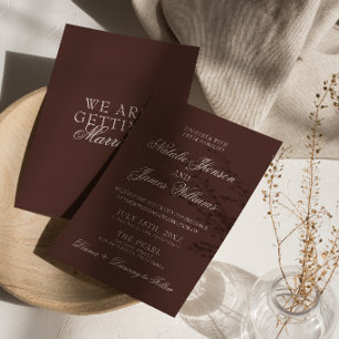 Classy Chocolate Brown Old Money Retro Wedding Invitation