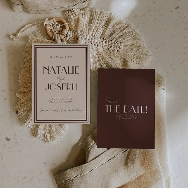 Classy Chocolate Brown Old Money Retro Wedding Save The Date (Creator Uploaded)