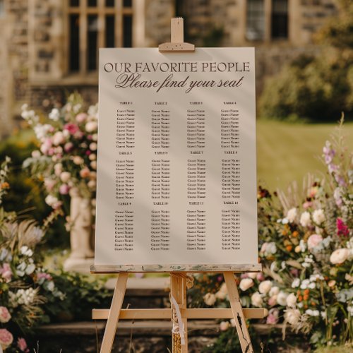 Classy Chocolate Brown Wedding Seating Charts Foam Board
