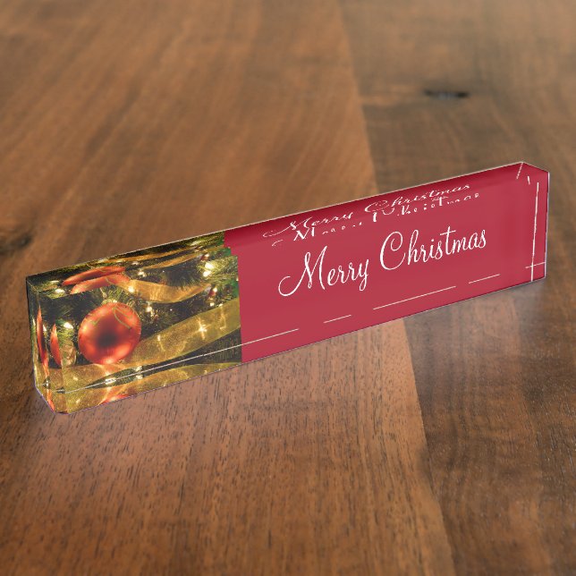 Classy Christmas Office Desk Name Plate (Side)