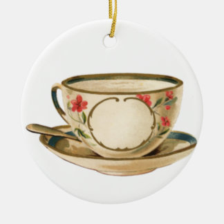 Classy Christmas Ornament Ceramic Round Teacup