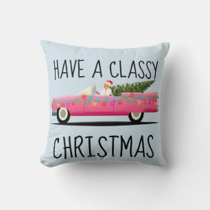 CLASSY CHRISTMAS PINK CLASSIC CAR PILLOWS