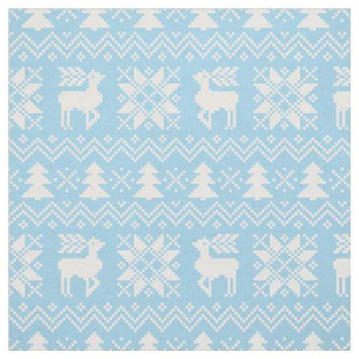 Classy Christmas Sweater Inspired Blue Pattern Fabric