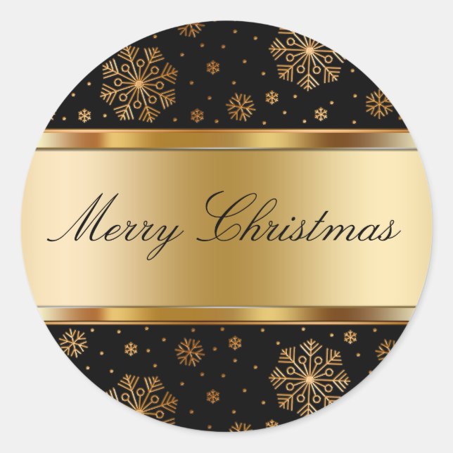 Classy Christmas Theme Gold Tone Sticker Labels (Front)