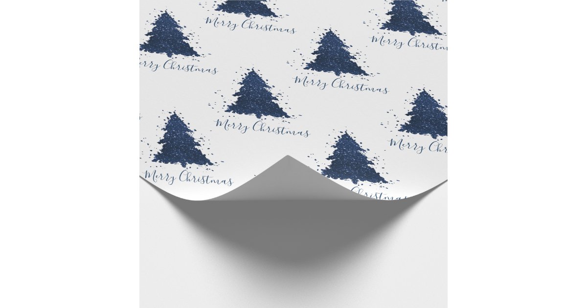Classy Christmas Trees Classic Navy Blue Wrapping Paper Zazzle