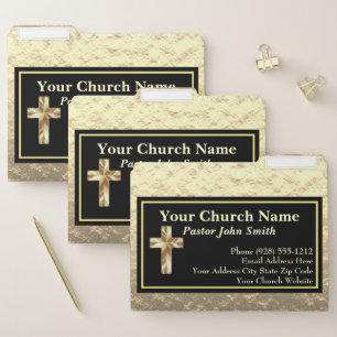 Classy Church Pastor Gold And Black Office File Folder