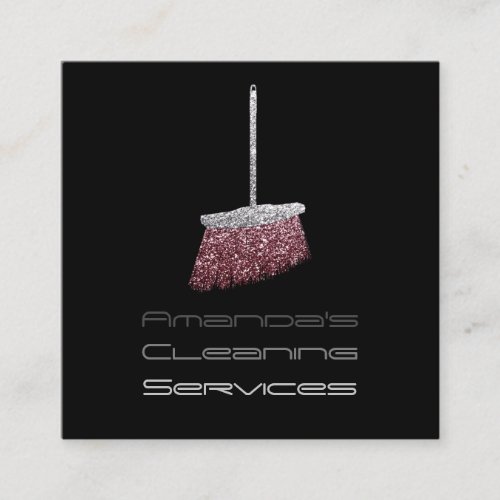 Classy Cleaning Residence Services Maid Gray Black Square Business Card