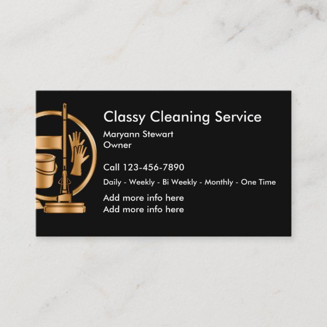 Classy Cleaning Service Business Cards