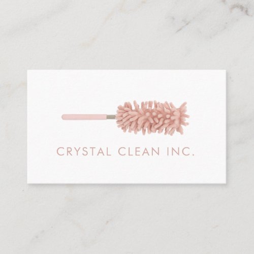 Classy Cleaning Service Duster Blush White Business Card