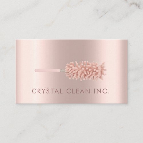 Classy Cleaning Service Duster Rose Gold Business Card