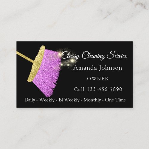 Classy Cleaning Service Elegant Spark Pink Business Card