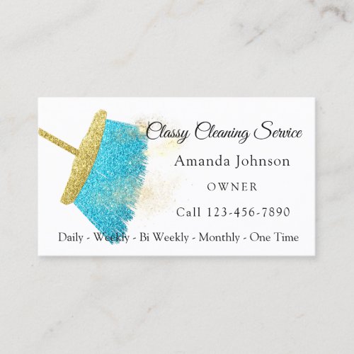Classy Cleaning Service Elegant Sparkly White Business Card