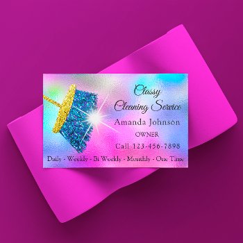 Classy Cleaning Service Maid Gold Blue Ocean Pink Business Card by luxury_luxury at Zazzle