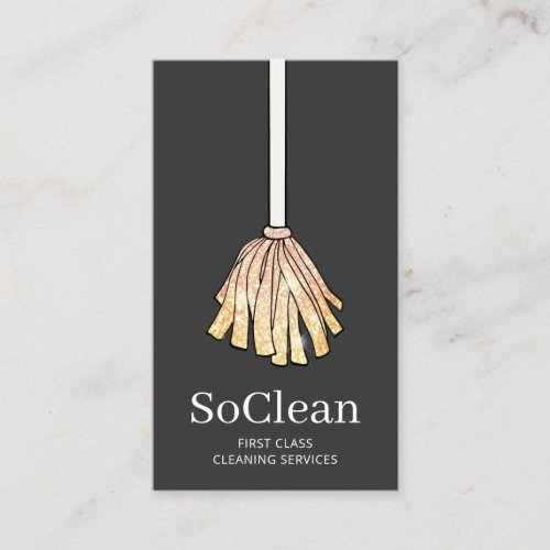 Classy Cleaning Service Maid  Gold Glitter Business Card