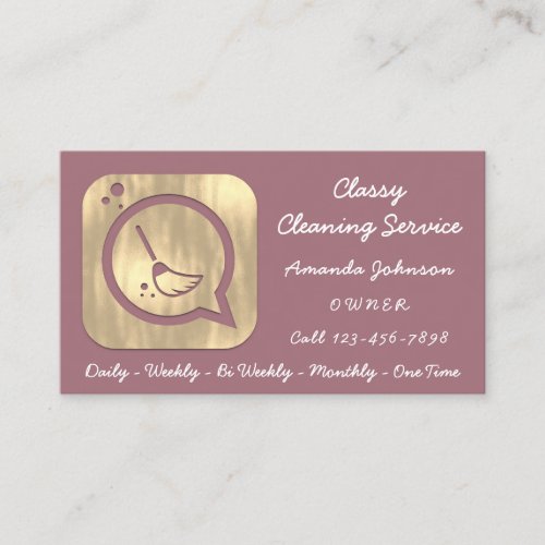 Classy Cleaning Service Maid Gold Groom Logo Rose Business Card