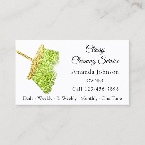 Classy Cleaning Service Maid Gold MintSparkly Business Card