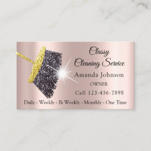 Cly Cleaning Service Maid Gold Silver Rose Business Card