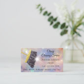 Classy Cleaning Service Maid Gold Silver Rose Business Card (Standing Front)