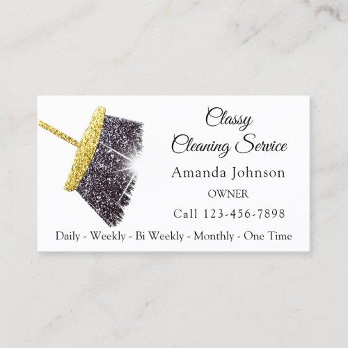 Classy Cleaning Service Maid Gold Silver Sparkly Business Card