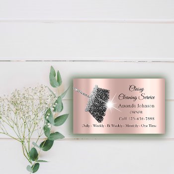 Classy Cleaning Service Maid Gray Silver Rose Business Card by luxury_luxury at Zazzle