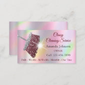 Classy Cleaning Service Maid Holograph Pink Business Card (Front/Back)
