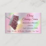 Classy Cleaning Service Maid Holograph Pink Business Card