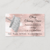 Classy Cleaning Service Maid House Silver Rose Business Card (Front)