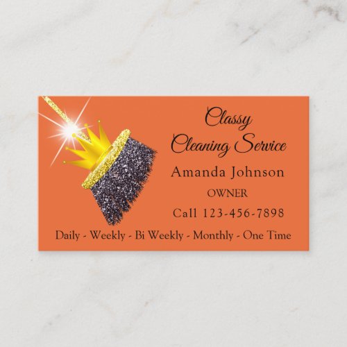Classy Cleaning Service Maid Office Gold Crown  Business Card