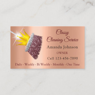 Classy Cleaning Service Maid Rose Crown Peach Business Card