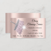 Classy Cleaning Service Maid Rose Silver Blush Business Card (Front/Back)