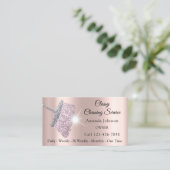 Classy Cleaning Service Maid Rose Silver Blush Business Card (Standing Front)