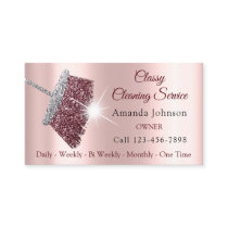 Classy Cleaning Service Maid Rose Silver Pink Business Card Classy Cleaning Service Maid Rose Silver Pink Business Card