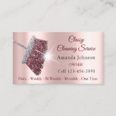 Classy Cleaning Service Maid Rose Silver Pink Business Card (Front)