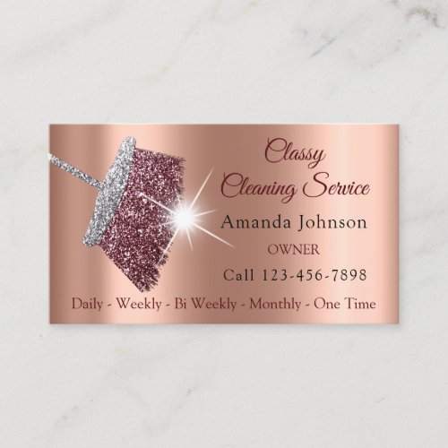 Classy Cleaning Service Maid Rose Silver Skinny Business Card