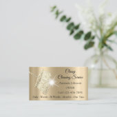 Classy Cleaning Service Maid Sepia Gold Spark Business Card (Standing Front)