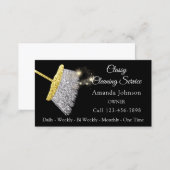 Classy Cleaning Service Maid Silver Gold Black Business Card (Front/Back)