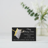 Classy Cleaning Service Maid Silver Gold Black Business Card (Standing Front)